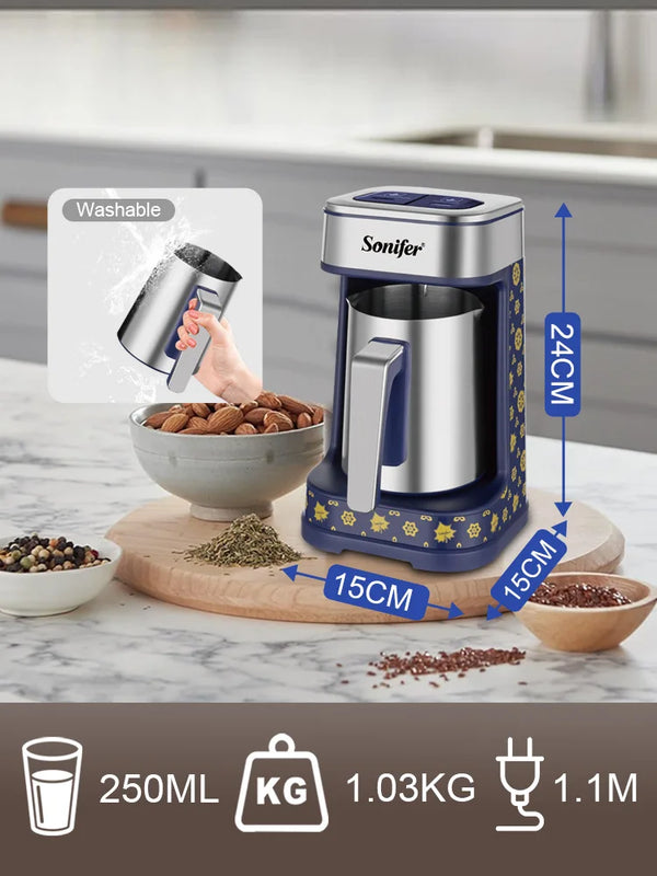 Turkish Coffee Maker Sonifer SF-3591 700W 250ml SUS304 Stainless Steel Pot Anti Spill Temperature Control Home Coffee Machine