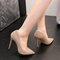 Fashion Suede Woman Pumps New High Heels Office Shoes Fashion Thin Heels Pointed Toe Stiletto Heels Women's Pump Plus Size 42