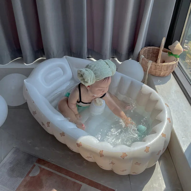 Ins Korean Style New Children's Inflatable Indoor Swimming Pool Foldable Bathtub for Home Use Baby Sitting Bathtub Bath