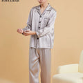 Fimtairah Real 19MM 100% Mulberry Silk Pajamas Men's Autumn  Hangzhou Solid Color heavy Silk Home Wear Men's