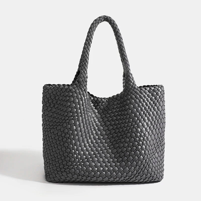 Woven Tote Bag For Women Soft Foldable Top-Handle Wristlet Bag Fashion Hobo Handbag Composite Bag with Coin Purse