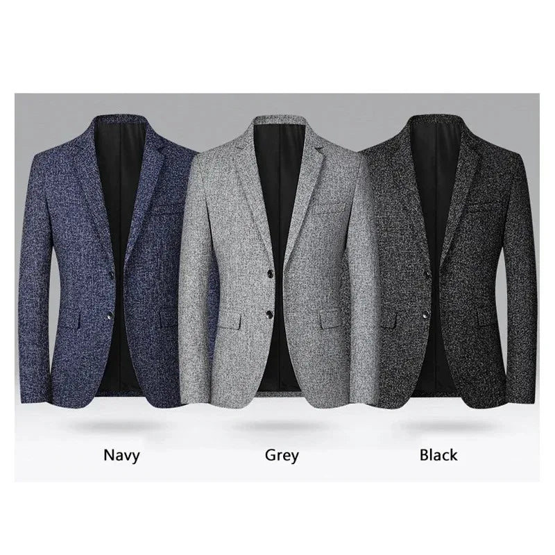 Brand Spring Autumn Men Tweed Blazer Two Buttons Notched | SAMAG