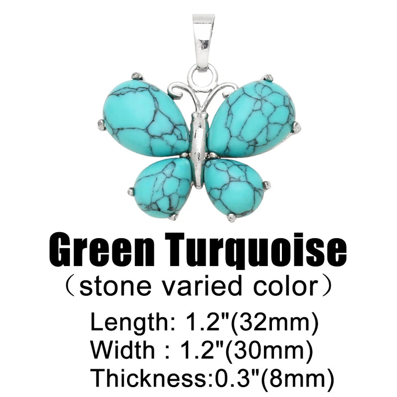 OCESRIO Vintage Natural Stone Butterfly Pendant for Necklace Copper Amethyst Reiki Pendulum DIY Jewelry Making Supplies pdta921