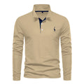 AIOPESON Men's Deer Embroidery Polo Shirts Solid Color Long Sleeve Social Business Male - View 14 | SAMAG
