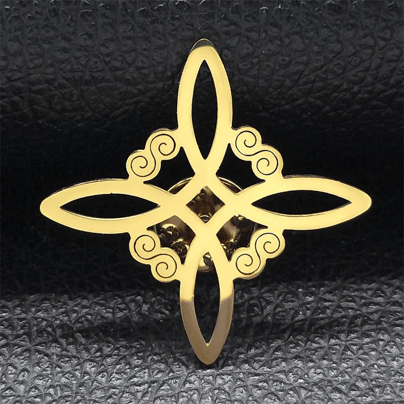 Aesthetic Celtic Knot Brooch Pin for Women Men Stainless Steel Lucky Witch Protection Badge Pins Jewelry nudo de bruja BS02