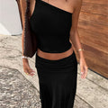 Tossy Fashion Pleated 2 Piece-Set Long Skirt For Women Off-Shoulder Cropped Pullover Top And Slim Long Skirt Sets Female Outfits