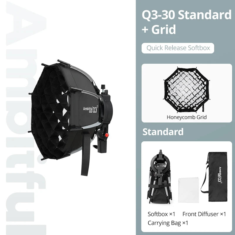 AMBITFUL Q3 On-top Camera Flashlight Softbox Quick Set-up Flash Bracket Softbox For Round Head Square Head Flash Speedlite