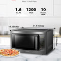 1200W 1.6 Cu.ft Countertop Microwave with Sensor Cooking, Position Memory Turntable, Sound On/Off, Black Stainless Steel