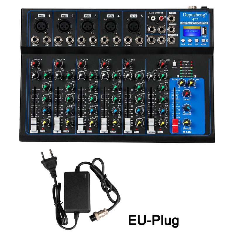 Portable Audio Mixer DJ Sound Mixing Console 48V Power for Computer Recording, Bands Mixing Boards For Studio Recording