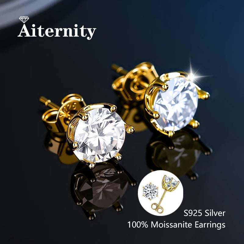 D VVS1 Moissanite Stud Earrings For Women Pass Diamond Tester Pen S925 Platinum Plating Moissanita With 2 Certificates