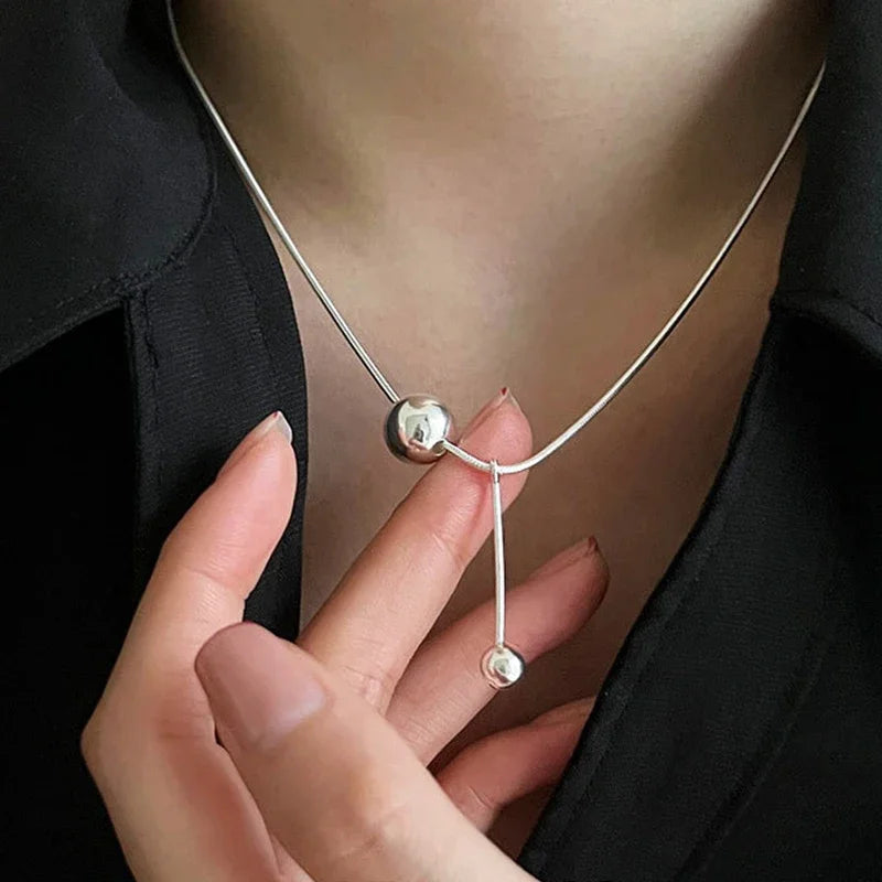 VENTFILLE 925 Sterling Silver Bead Geometry Necklace | SAMAG