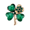 WEIMANJINGDIAN Brand Green Four Leave Clover Irish Shamrock Lucky Crystal Brooches and Lapel Pins Collections