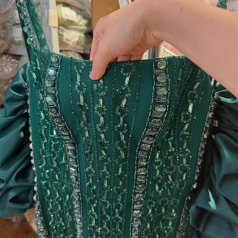 Serene Hill Evening Dress Luxury Kosovo Green Square | SAMAG