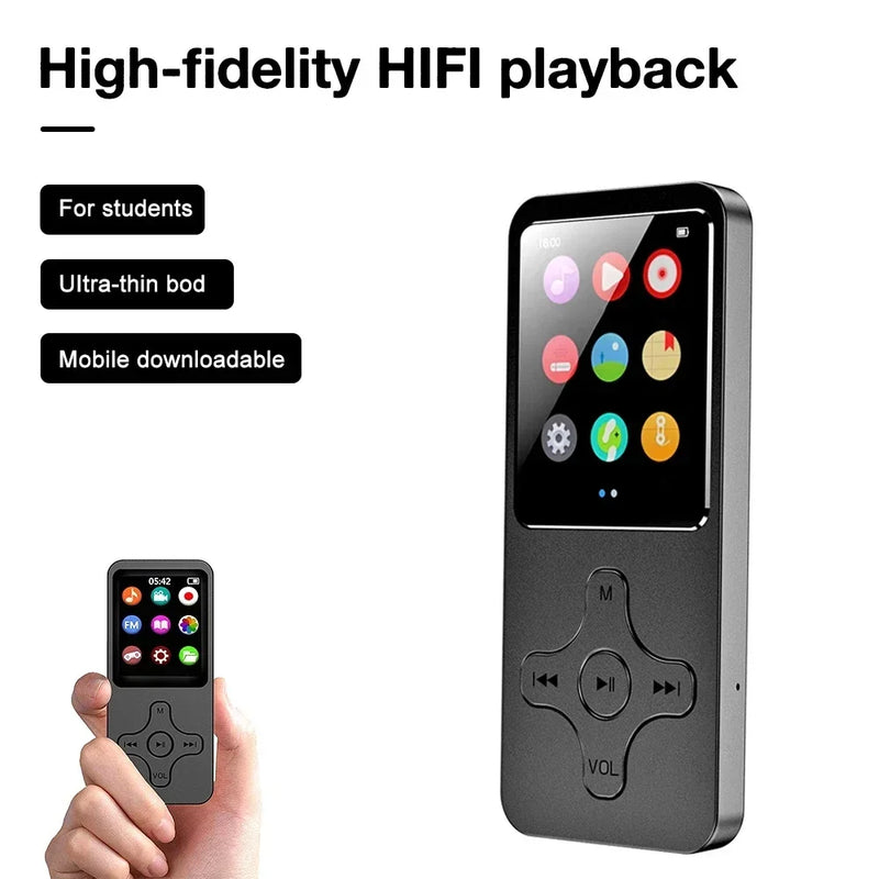 Portable Walkman Mini MP3 Player Bluetooth-compatible Speaker 8/16/32/64/128GB HiFi Music Speaker with FM Radio Recording E-book