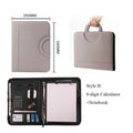 A4 Portable File Folder with Calculator Binder Organizer Manager Office Document Pad Briefcase PU Leather Padfolio Bag Customize
