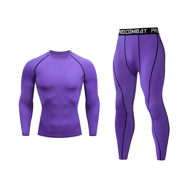 2pcs Men's Compression Sportswear Suit Elastic Training Yoga Sets Workout Jogging Fitness Clothing Tracksuit Pants Sporting