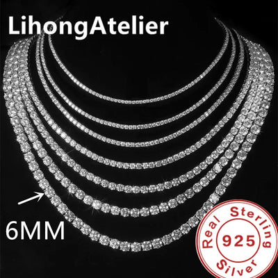 New 925 Sterling Silver Necklace 6mm Aaa Zircon Tennis Suitable For Women And Men Jewelry Gift | SAMAG
