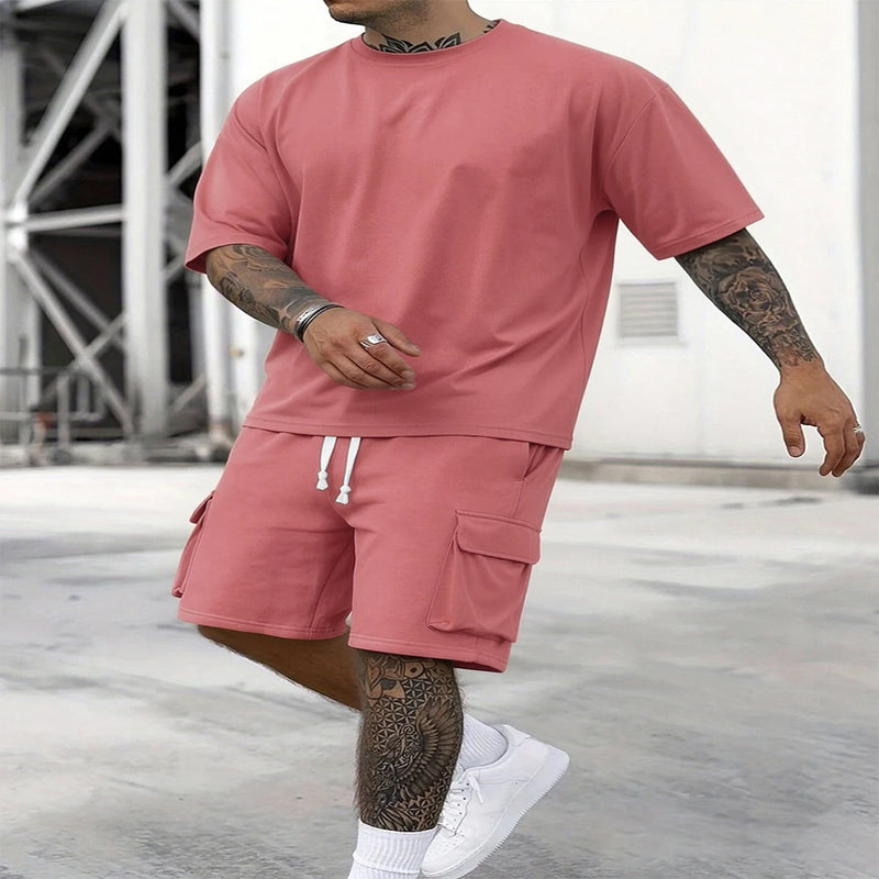 New Summer Style Fashion T-shirt and Utility Shorts Solid | SAMAG