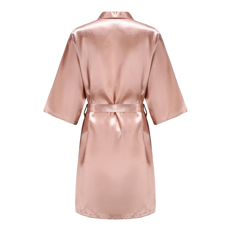 Rose Gold Kimono Satin Women Bathrobe Wedding Sister | SAMAG