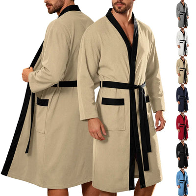 Men's Bathrobe Long Sleeves Kimono Style Spa Robe | SAMAG