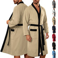 Men's Bathrobe Long Sleeves Kimono Style Spa Robe with Belt Pockets Soft Comfortable Sleepwear Loungewear for Home Hotel Use