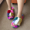 Anti-Slip Mink Fur Women's Slippers Irregular Color Slippers Comfortable Lightweight Indoor Shoes Outdoor House Plush Slippers