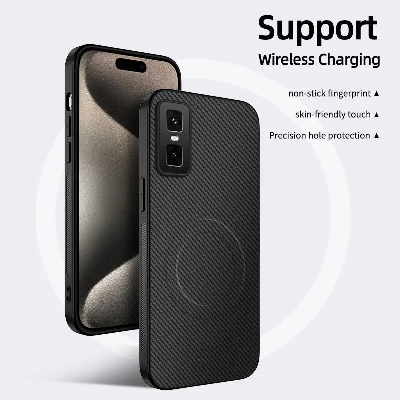 Case for Infinix GT 30 Pro 5G Luxury Fiber Stripe Leather Silicone Back Cover for MagSafe Magnetic Cover for Infinix GT 20pro