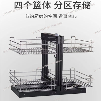Stainless Steel Corner Kitchen Cabinet Organizer Expandable Storage Basket Accessory | SAMAG