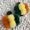 Fur Slides Factory Supply Mixed Color Pom Pom Six Balls Fox Fur Multi-Color Fluffy Fur Slippers For Women