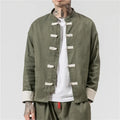 Chinese Traditional Retro Coat Man Autmn Long Sleeve Tang Suit Mandarin Collar Buckle Jacket Oriental Cotton Kung Fu Shirt