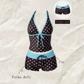 Retro Polka Dot Bikini Set Halter Neck Tie Tankini | SAMAG
