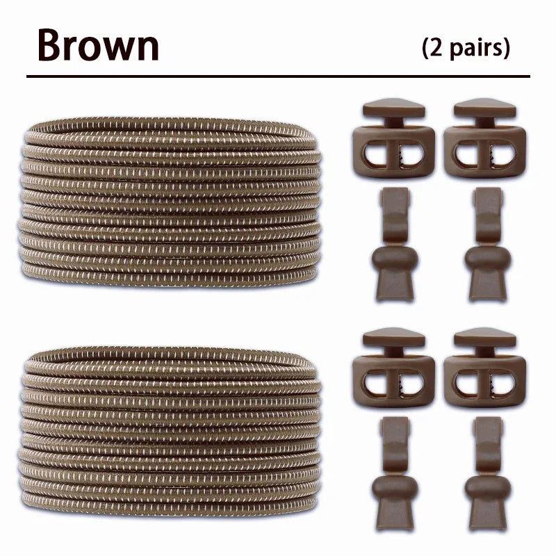 2 Pair No Tie Shoe Laces Kids Adult Quick Laces Round Elastic Shoelaces Without Ties Lock Shoelace Sneakers Shoes Accessories