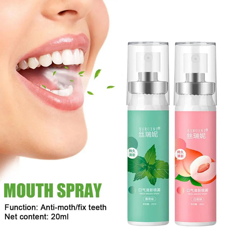 Mouth Freshener Spray Remove Bad Breath Long Lasting Fruity Peach Mint Portable Breath Freshener Oral Care Products