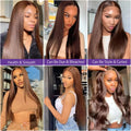 30 40 Inches #4 Chocolate Brown 13x4 Lace Front Human Hair Wigs Pre Plucked Dark Brown Bone Straight 13x6 HD Lace Frontal Wigs