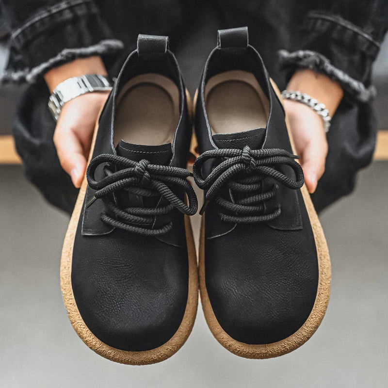 Men's Shoes 2025 Autumn New Retro Lace Up Leather Shoes British Style Low Cut Soft Sole Breathable Casual Leather Shoes