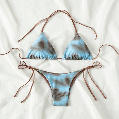 Tie Dye Lace Up Bikini Set Beach Swimwear Women Swimsuit | SAMAG