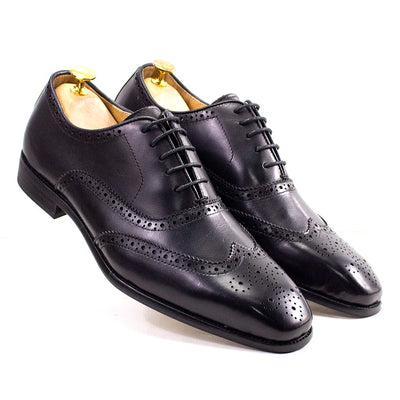 Size 7-12 Handmade Men's Wingtip Oxford Shoes Genuine | SAMAG