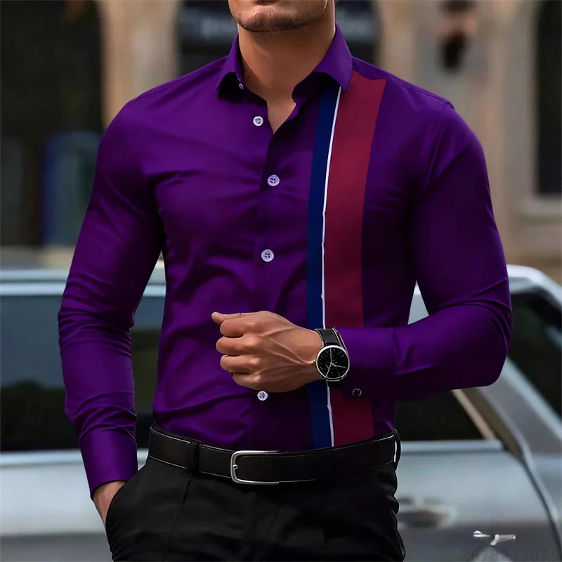 Men's fashionable contrast color striped long sleeve | SAMAG