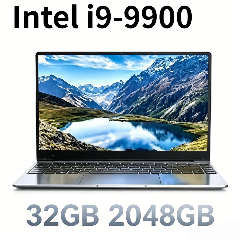 Ultra Slim 15.6 Inch Laptop 32GB RAM 512GB 1TB SSD Intel Core i9 9900 8C 16T 5GHz Gaming Notebook Office 1920x1080