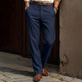 Classic Men Mid Waist Straight Leg Suit Pants Formal Business Office Work Dress Trousers Belt Loops Casual - View 3 | SAMAG