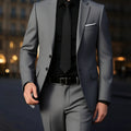 Men's Burgundy 2-Piece Suit Set (Blazer + Trousers Only, No Vest Included),Slim Fit Formal Business Wedding Party Jacket & Pants