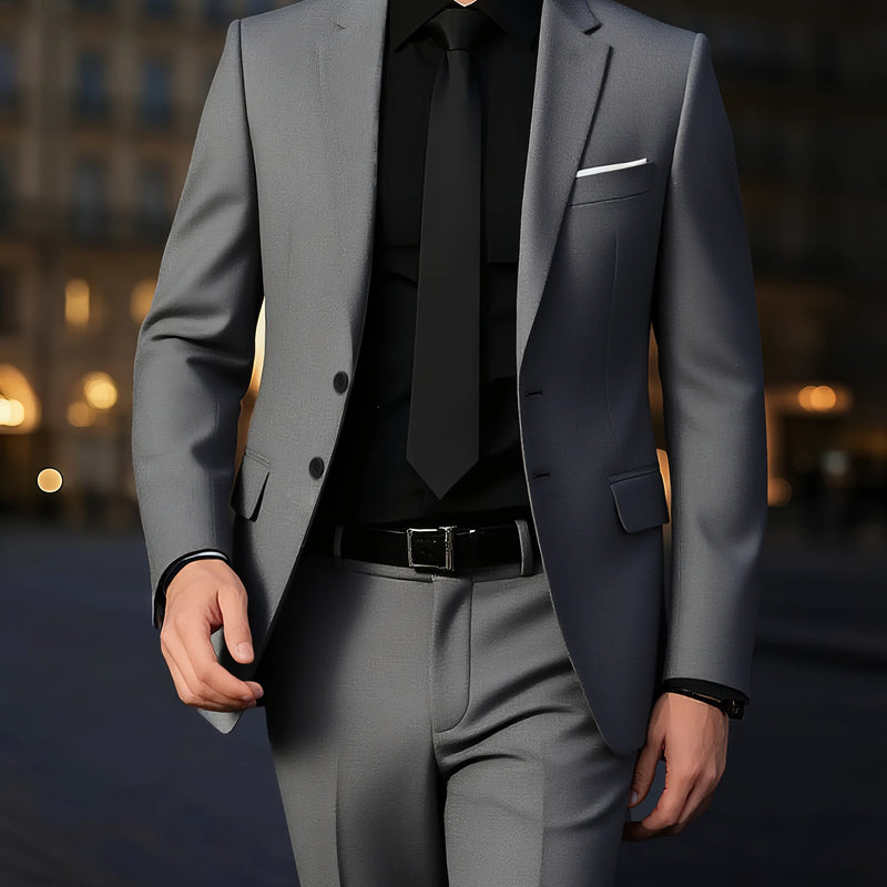 Men's Burgundy 2-Piece Suit Set (Blazer + Trousers Only, No Vest Included),Slim Fit Formal Business Wedding Party Jacket & Pants