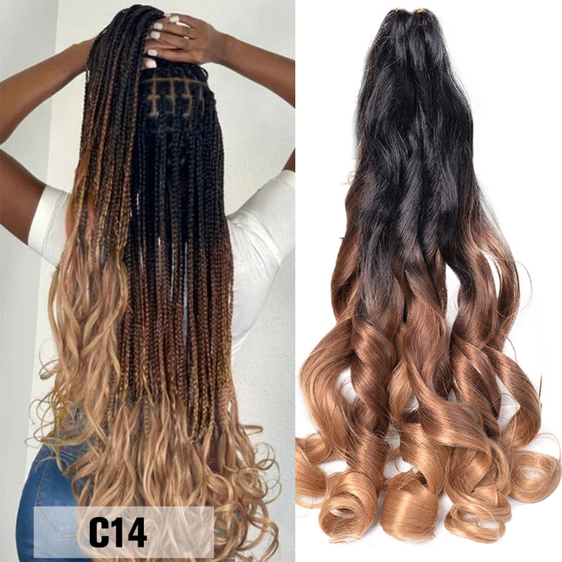 Loose Wave Braiding Hair Extensions 24" Synthetic Spiral Curls Braids Hair Pre Stretched Bouncy Braid French Curls Braiding Hair