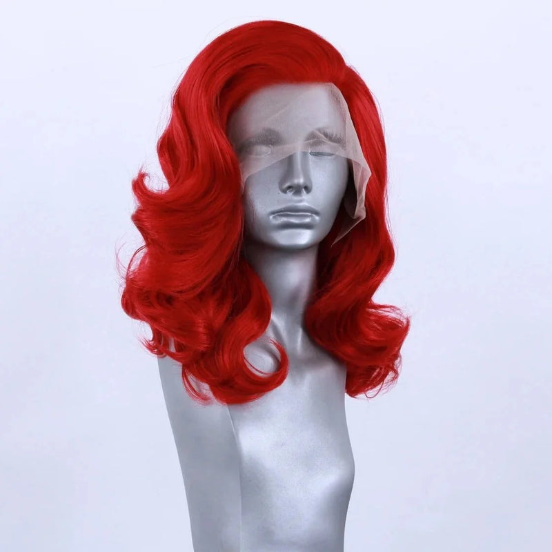 Hot Red Short Body Wave Lace Front Wigs 13x4 HD Bob Lace Wig Pre Plucked Glueless Synthetic Daily Wear Cosplay Heat Resistant