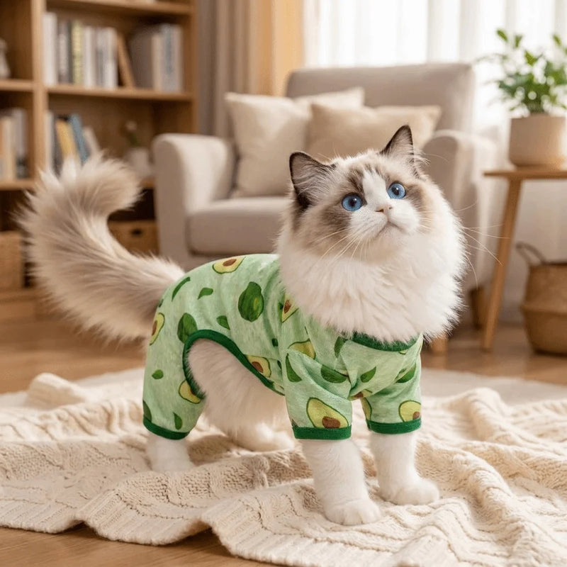 Cartoon Print Cat Cooling Jumpsuit Ultra-thin Breathable Mesh Dog Sunscreen Clothes Sun Protection Summer Cat Clothes