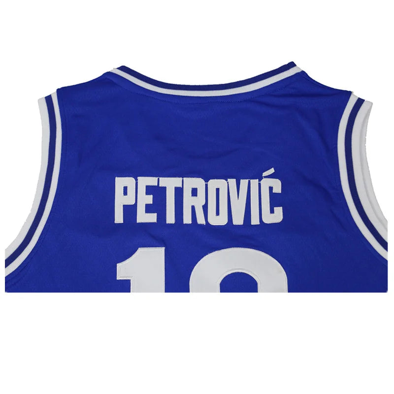 CIBONA Basketball Jersey #10 Petrovic High-Quality Blue Outdoor Sportswear with Embroidery Ventilation for Sports Fans