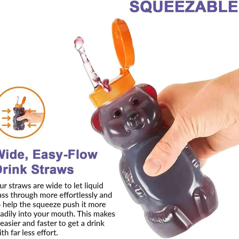 4Pcs 8OZ Honey Bear Straw Cups for Babies with Flexible Straws Cleaning Tools Therapy Sippy Bottle for Speech Feeding Training