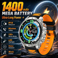 Newly Durable 1400mAh Large Battery Men Smart Watch 1.7" HD Screen IP68 Waterproof LED Flashlight Sport BT Call Smart Bracelet