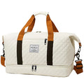 Convenient Shoe Pocket Motorbike Travel Bag Quilted Fabric, Lightweight Carry-on Duffle for Outdoor Weekend Short Trips