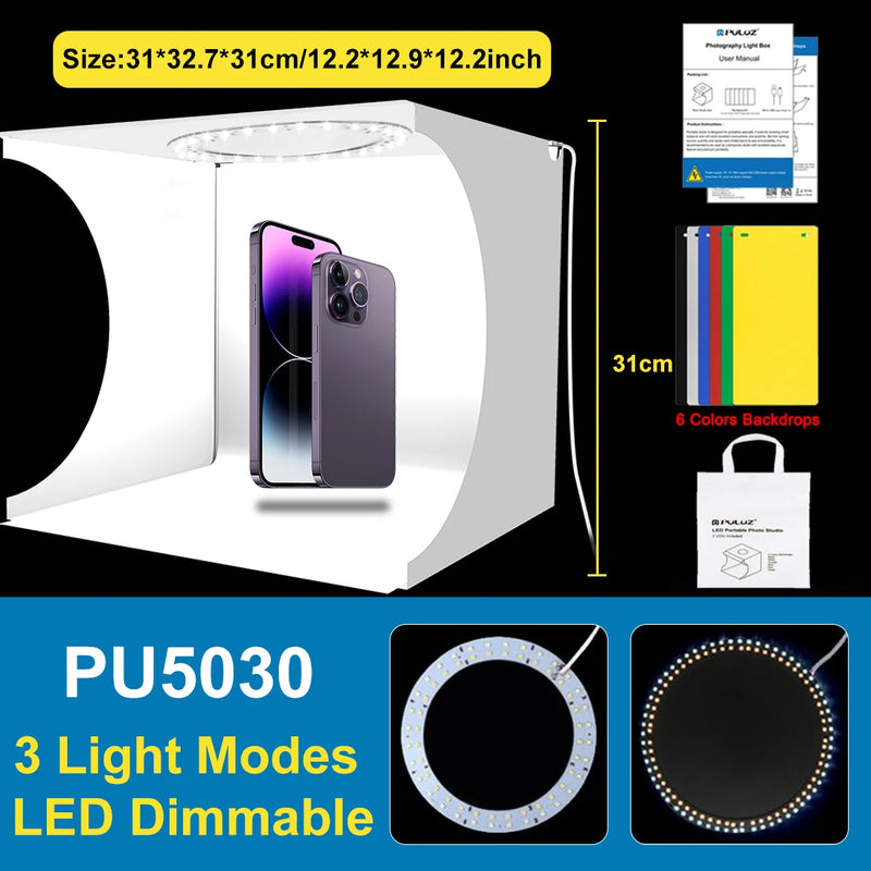 Softbox 3 Color Light Modes Lightbox Dimmable Led Ring Light Box Photo Lighting Studio Shooting Tent Box 6 Color Backdrops